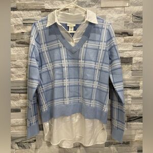 Adrienne Vittadini Plade Sweater Shirt Sz-M